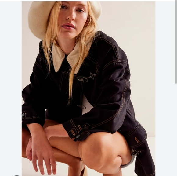 Free People We The Free Denim Barn Coat Black - Picture 6 of 14